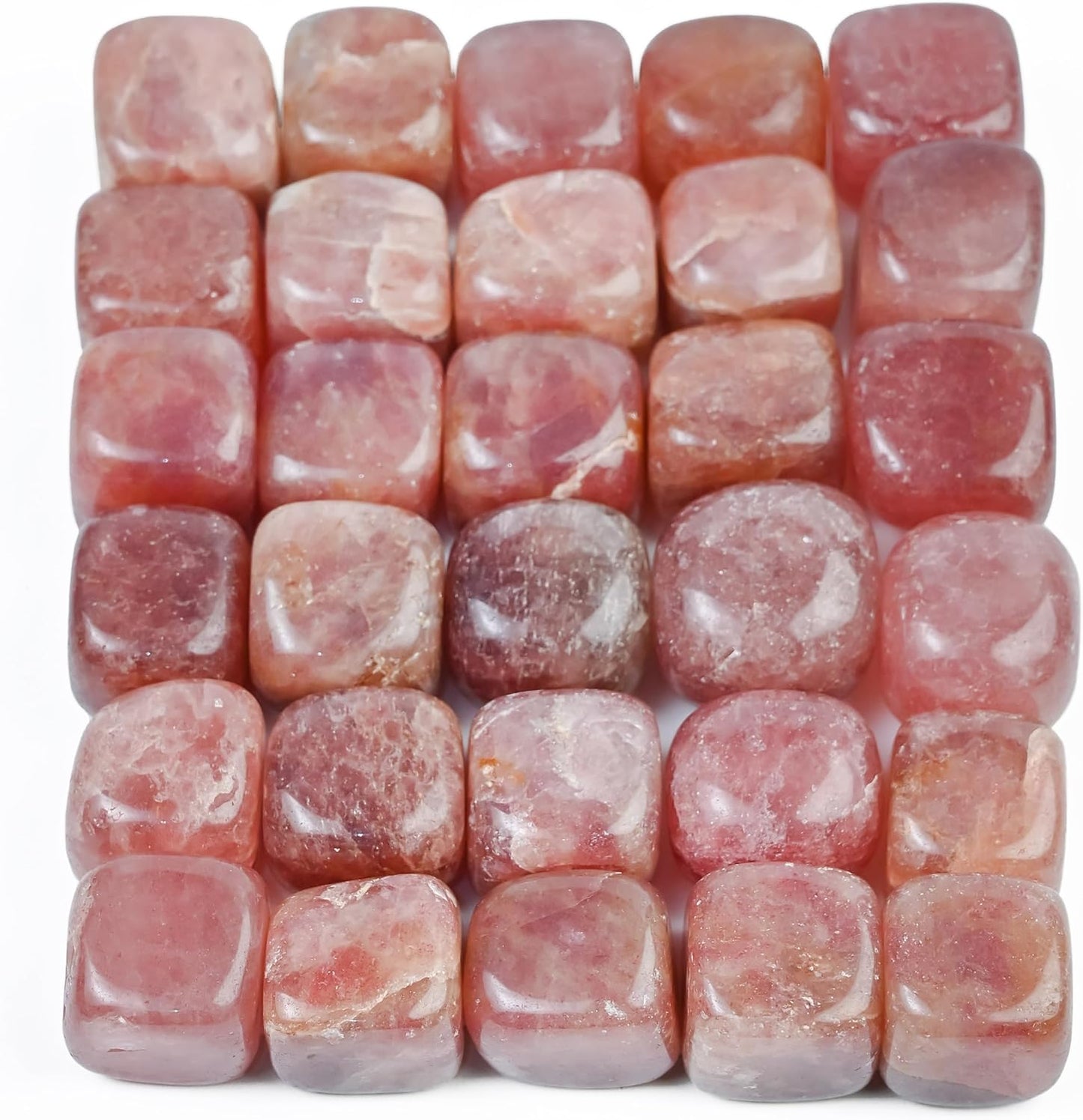 Crocon 1LB Strawberry Quartz Tumbled Stones and Natural Crystal 2000+ Carats for Reiki Healing Crystal Polished, Chakra Balancing, Reiki Gift, Home Decor Size : 20-25 mm