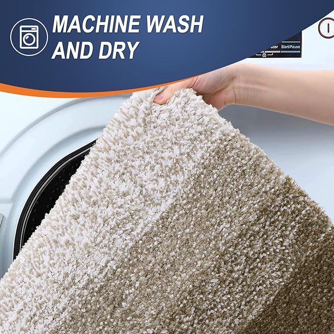 OLANLY Bathroom Rug Set 2 Piece, Soft Absorbent Microfiber Bath Mats and U-Shaped Contour Toilet Rug, Non-Slip, Machine Wash Dry, Plush Shaggy Bath Mats for Bathroom (24"x16"+24"x20", Coffe)