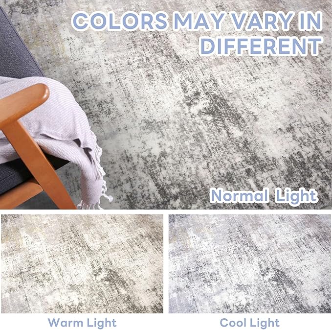 IOHOUZE Abstract Runner Rug 3x20 Ft Extra Long Washable Runners for Hallways, Non Slip Kitchen Runner Printed Faux Wool Entryway Runner Indoor, Modern Abstract Floor Carpet for Hall Stair, Grey Beige