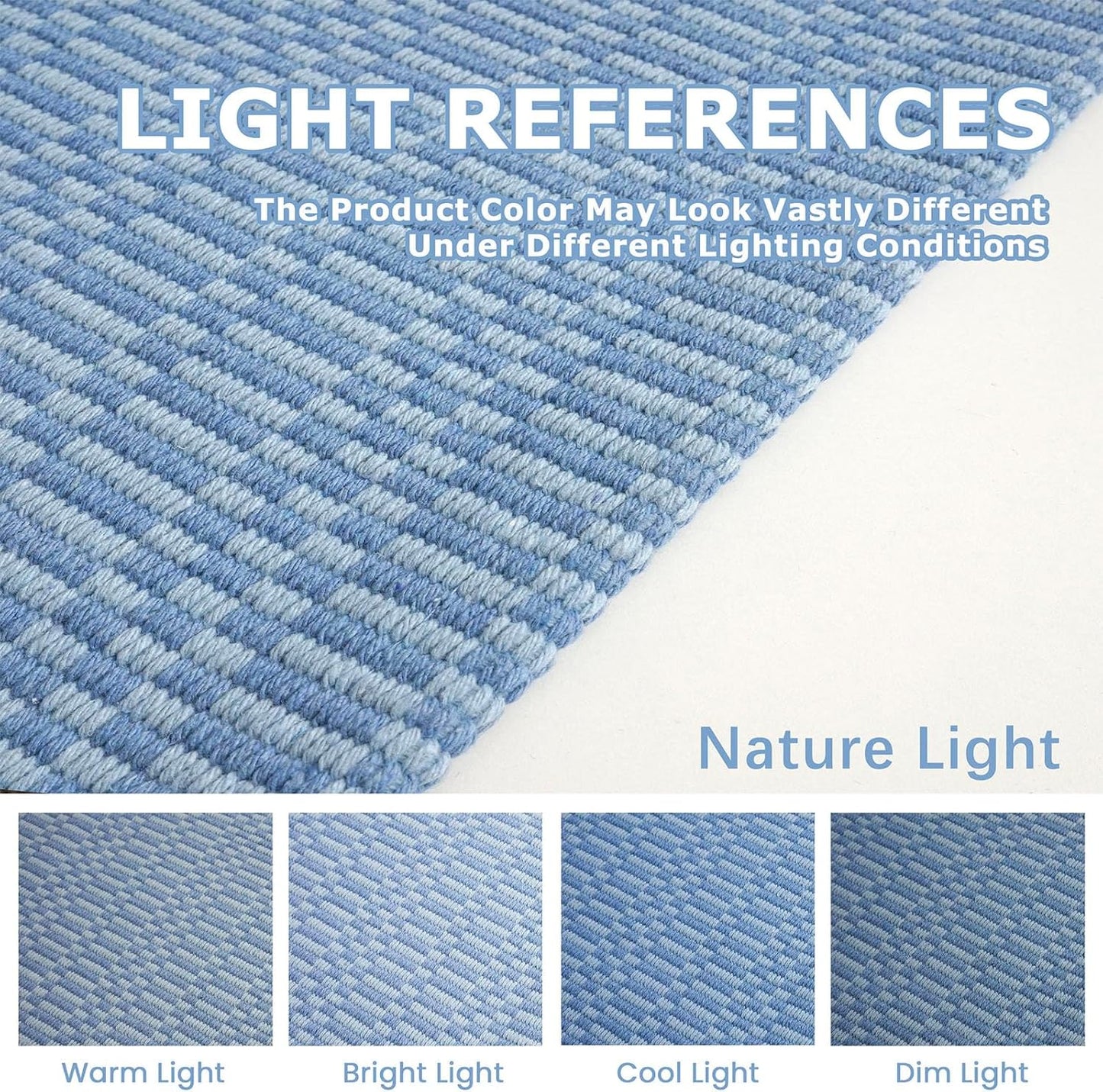 KOZYFLY Washable Area Rug 2x3 Ft Small Entryway Rug Indoor Door Mat Throw Rugs with Rubber Backing, Braided Cotton Floor Carpet for Front Entrance Bathroom Kitchen Foyer, Blue