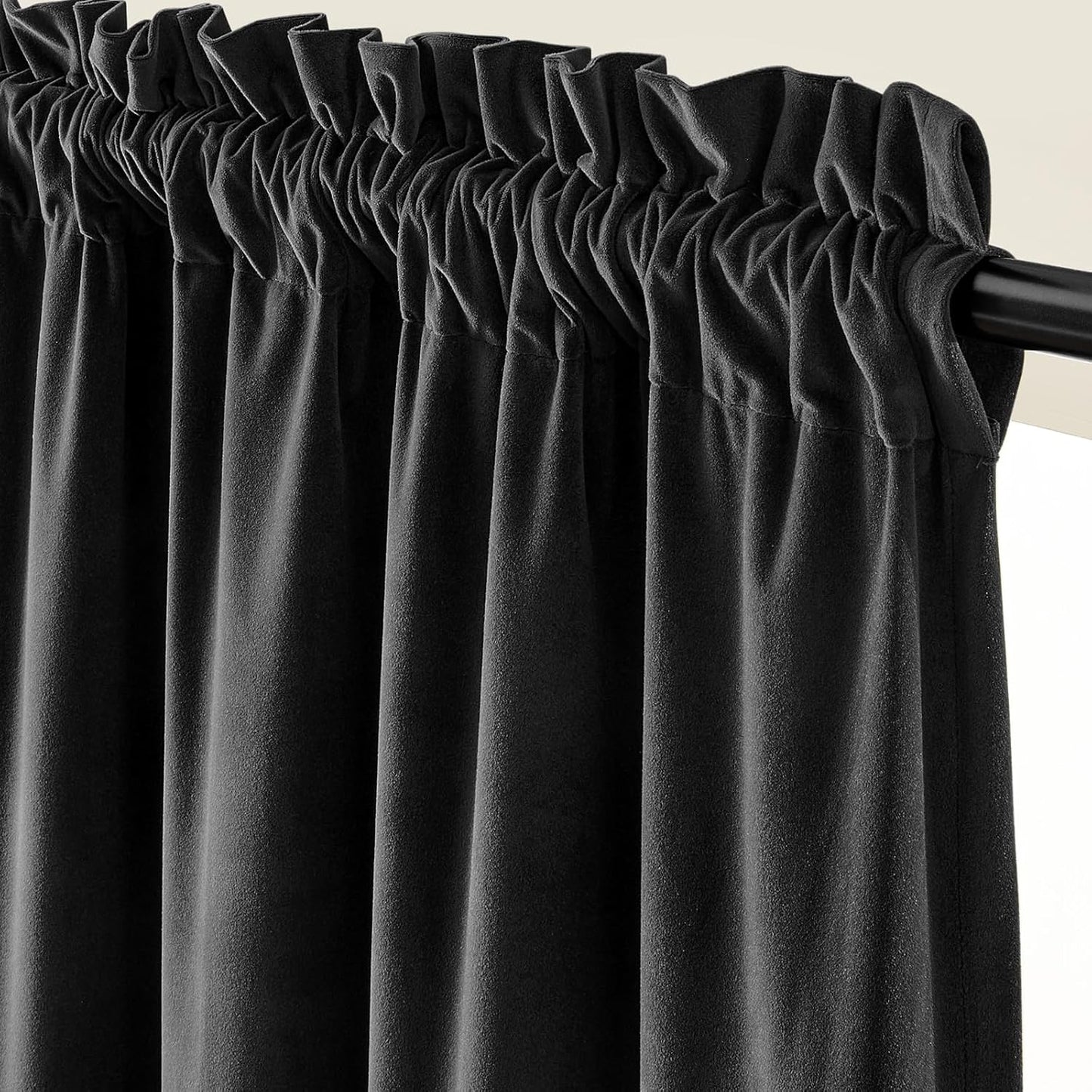 Lazzzy Velvet Curtains Black Halloween Home Decor Thermal Insulated Drapes for Bedroom Living Room Blackout Window Treatments Luxury Rod Pocket 63 Inches Long 2 Panels
