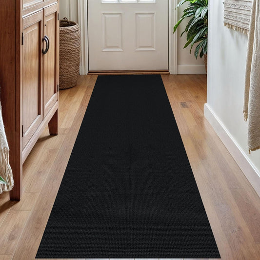 KOZYFLY Washable Runner Rug 2x7 ft Hallway Runner Non Slip Rubber Backed Kitchen Runner Rugs Bobo Entryway Runner Indoor, Carpet Runners for Hall Entrance Bedroom, Black