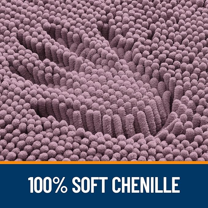 OLANLY Bathroom Rugs 47x17, Extra Soft Absorbent Chenille Bath Rugs, Rubber Backing Quick Dry, Machine Washable Bath Mats for Bathroom Floor, Tub and Shower, Home Decor Accessories, Deep Plum