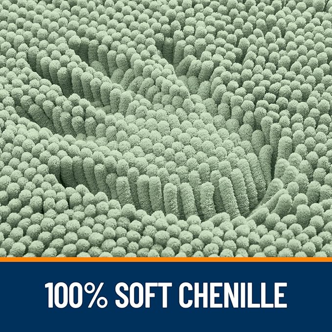 OLANLY Bathroom Rugs 40x32, Extra Soft Absorbent Chenille Bath Rugs, Rubber Backing Quick Dry, Machine Washable Bath Mats for Bathroom Floor, Tub and Shower, Home Decor Accessories, Sage Green