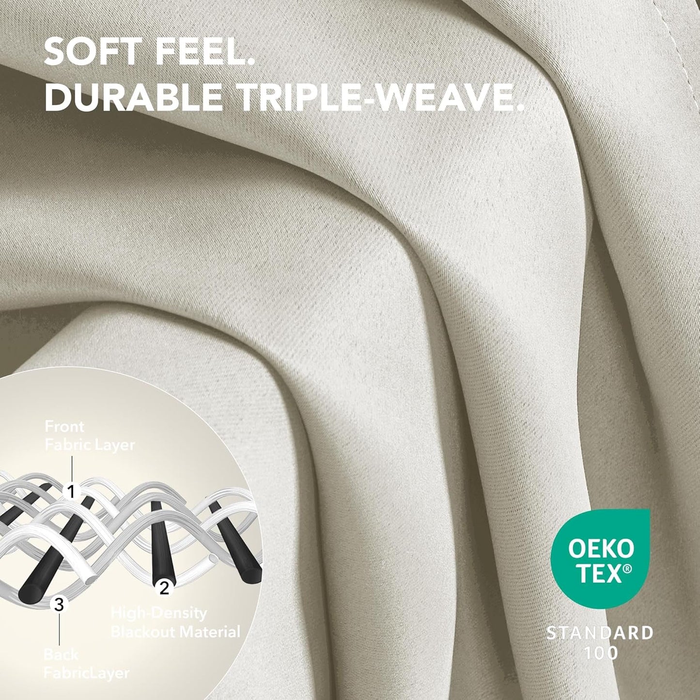 Deconovo Beige Curtains 54 Inch Length, Light Blocking Blackout Drapes, Thermal Curtain Panels for Kids Room (Light Beige, 52Wx54L Inch, Set of 2)