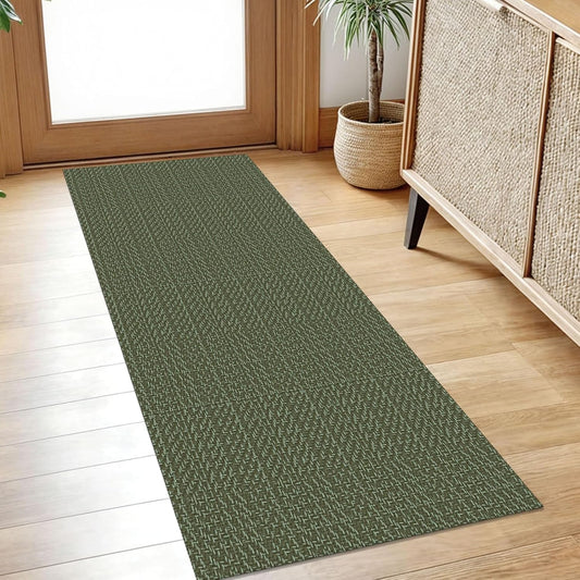 IOHOUZE Washable Runner Rug 2x5 Non Slip Runners for Hallways Entryway Runner Indoor, Kitchen Throw Rug Woven Cotton Floor Carpet for Hall Entrance Bedroom, Olive Green/Dusty Green