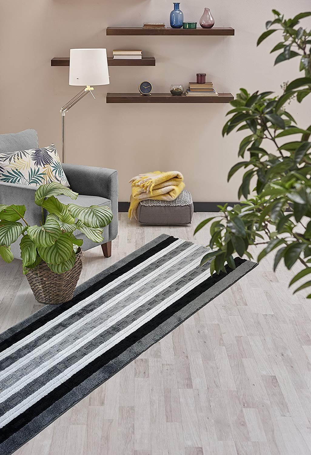 Custom Length Hallway Runner Rug,Slip Resistant,Chain Anthracite, 26 Inch X 20 feet, Sold and Priced Per Foot