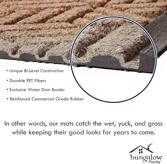 WaterHog Heavy Duty Runner Door Mat, 2' x 5', Made in USA, Durable & Skid-Resistant Entryway Mat, Water-Trapping, Indoor/Outdoor Decorative Floor Covering, Cordova Collection, Evergreen