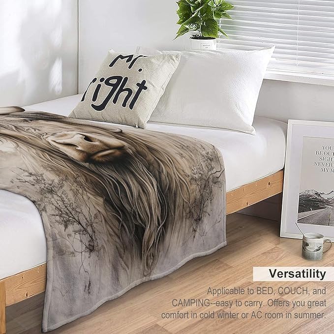 Highland Cow Throw Blanket for Teens Boys Girls and Adults Soft Warm Cozy Funny Midweight Food Flannel Blankets for Couch Sofa Bed Camping Travel Home Decor 50" X 60"