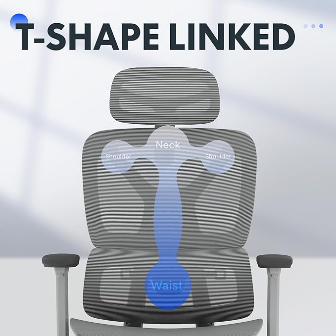 FLEXISPOT ErgoX Premium Ergonomic Office Chair with Footrest- Adjustable 3D Armrests, Dynamic Lumbar Support, Recline & Tilt Function, Mesh Seat, for Home & Office Use,Foam Grey