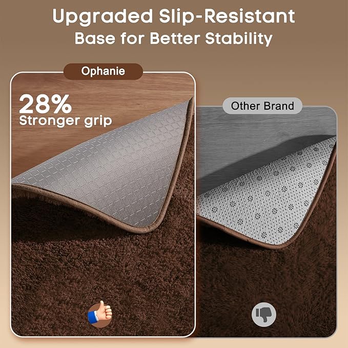 Ophanie Brown Rugs for Living Room Bedroom, 5x8 Fluffy Fuzzy Furry Carpet, Plush Soft Shaggy Bedside Indoor Floor Area Rug for Kids Girls Boys Baby Teen Dorm Nursery Home Decor Aesthetic