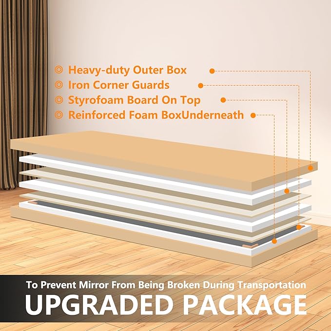 Home Gym Mirror for Wall,48x24x3PCS Full Length,Glass Frameless Body Large Mirror for Home Gym,Workout,Bedroom,Garage(Silver)