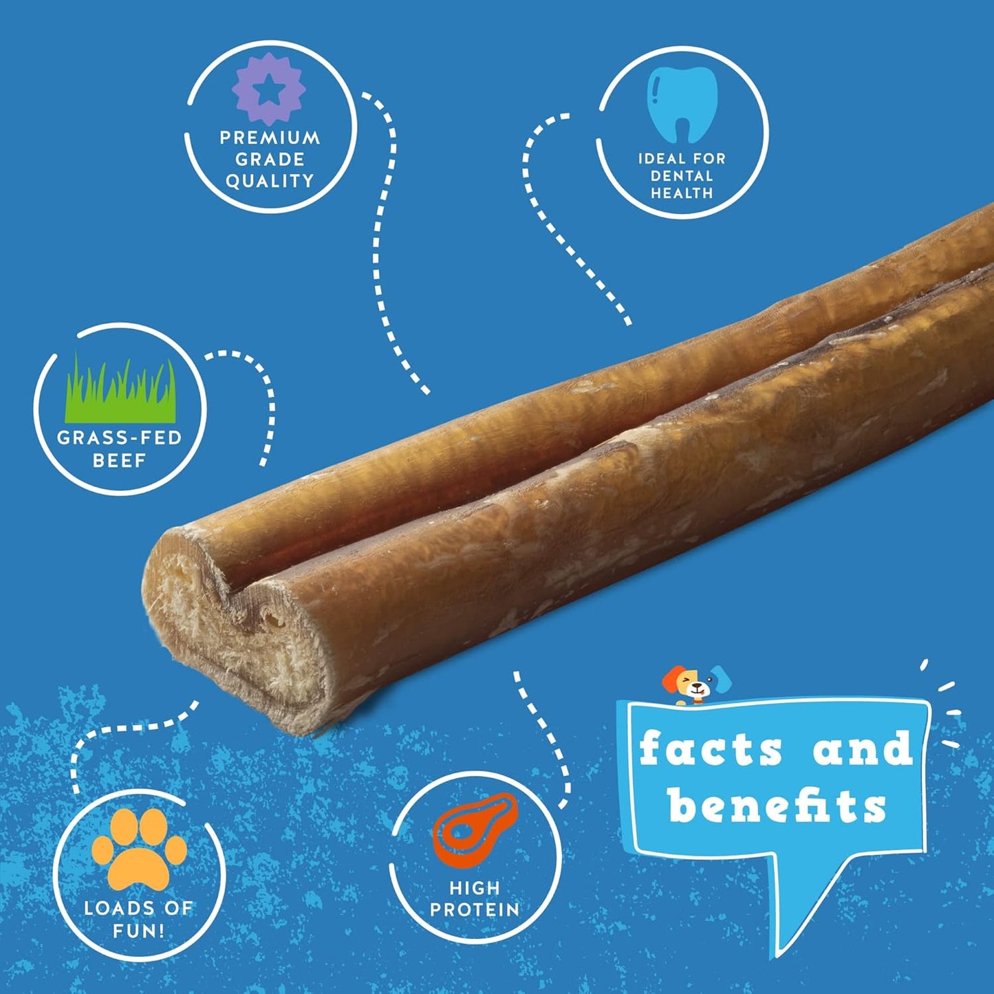 Jack&Pup 6-inch Bully Sticks for Large Dogs (20 Pack) All Natural Thick Bully Stick for Dogs | Singe Ingredient Long Lasting Pizzle Sticks