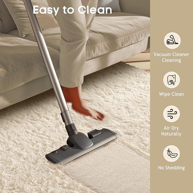 Ophanie Area Rugs for Living Room Bedroom, Upgrade Non-Slip Fluffy Soft Ivory Shag Carpet, Indoor Floor 4x6 Fuzzy Shaggy Living Room Plush Nursery Rug for Kids Home Dorm Decor Aesthetic