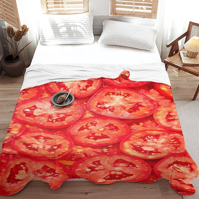 Tomatoes Blanket Food Fleece Lightweight Throws Gift for Birthday Christmas Soft Flannel Blankets for All Season Bed Sofa Twin-60"x80"