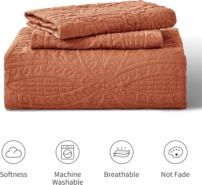 Love's cabin California King Size Quilt Bedding Set Umber Bedspreads - Cal King Summer Lightweight Bedspread Comforter - Coin Pattern Coverlet for All Season - 3 Pieces (1 Quilt, 2 Pillow Shams)
