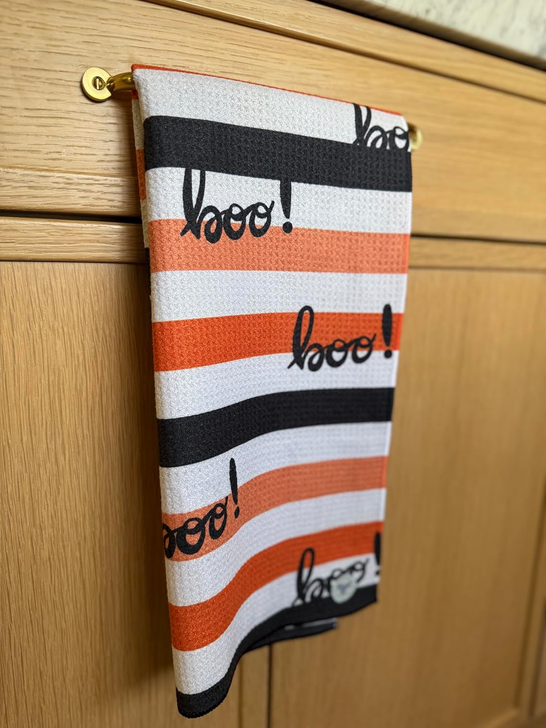 2 Pack || Double Sided|| Not Your Ordinary Kitchen Towels || Dish Towels || Quick Dry || Waffle Weave Microfiber || Designer Prints || Highly Absorbent || Hanging Hook (Halloween Boo)