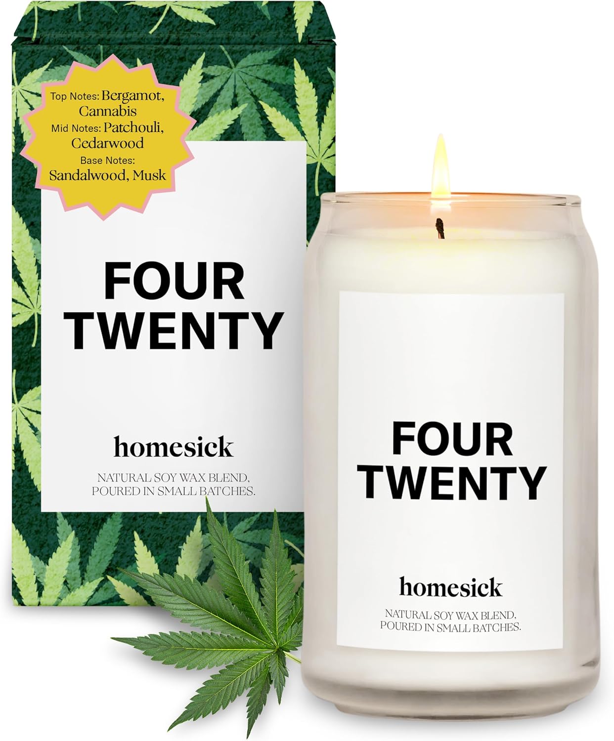 Homesick Scented Candles for Home (Four Twenty) - 13.75 oz Long-Lasting Natural Soy Wax Blend Jar Candle Gifts for Women & Men for All Occasions, 60-80 Hours Burn Time - Notes of Bergamot & Sandalwood
