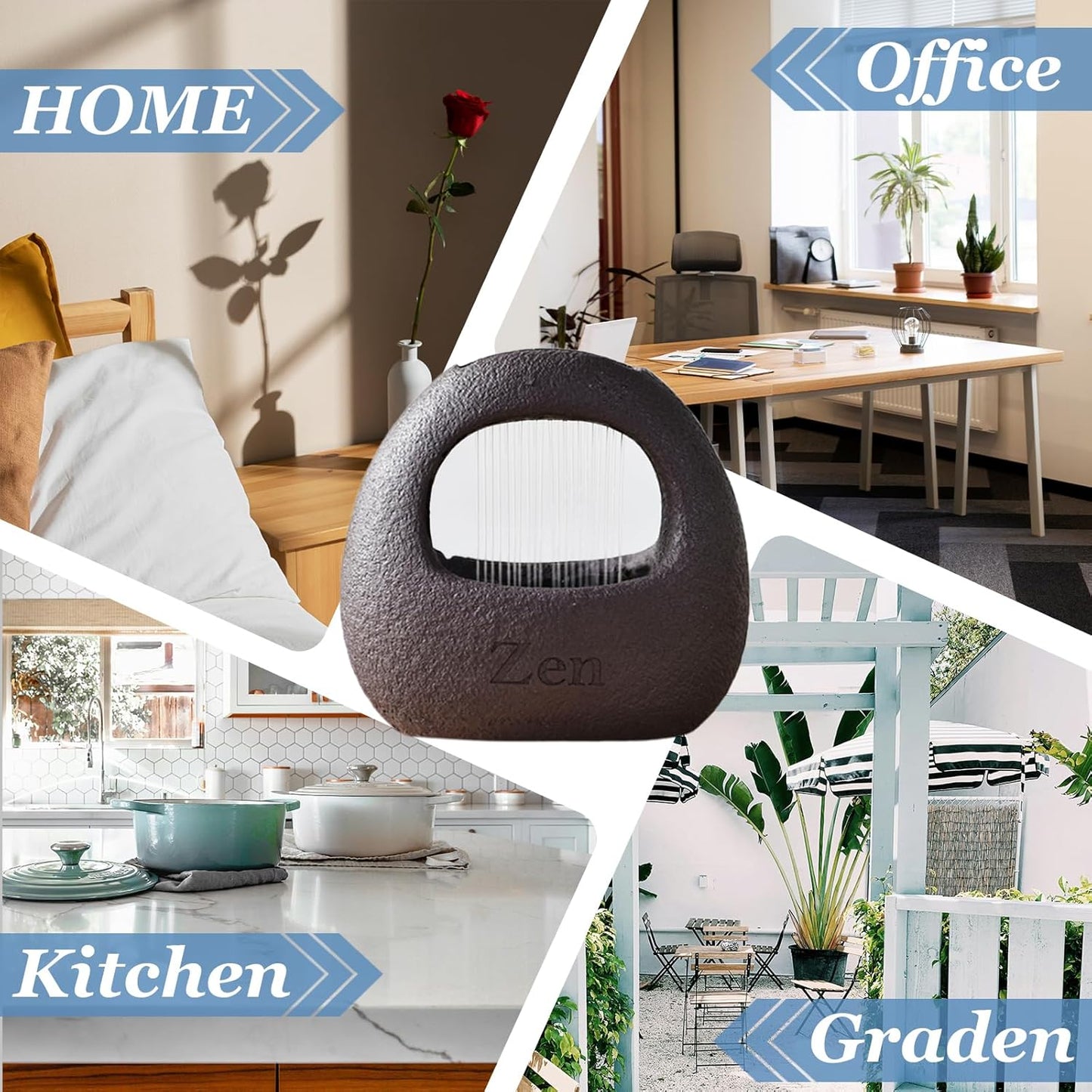 Zen Waterfall Fountain Indoor – Small Indoor Water Fountains with Relaxing Waterfall Feature, Decorative Water Fall Fountain for Home & Office