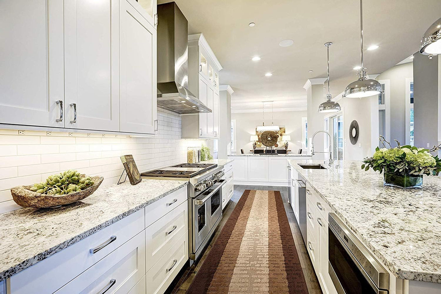 Custom Length Hallway Runner Rug,Slip Resistant,Abstract Brown, 26 Inch X 19 feet, Sold and Priced Per Foot