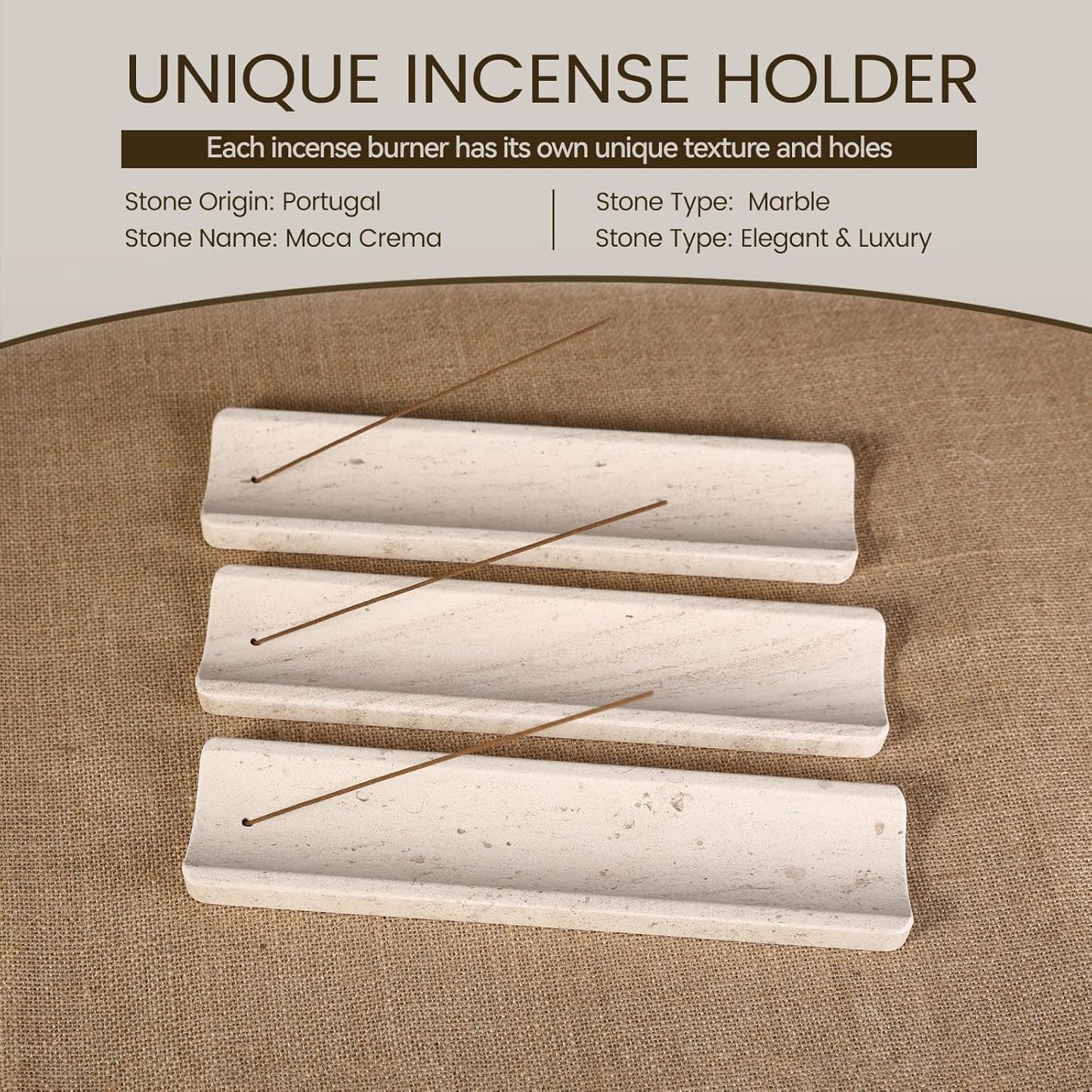 Koville Marble Incense Holder, Incense Holder for Sticks, Incense Sticks Holder Ash Catcher for Meditation Yoga SPA, Natural Stone Incense Burner, Home Table Decor