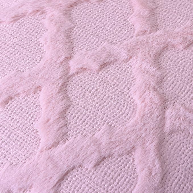 Set of 2 Soft Moroccan Throw Pillow Covers 22x22 Inch Plush Boho Decorative Pillow Cover Accent Cushion Case for Couch Sofa Bed, Light Pink