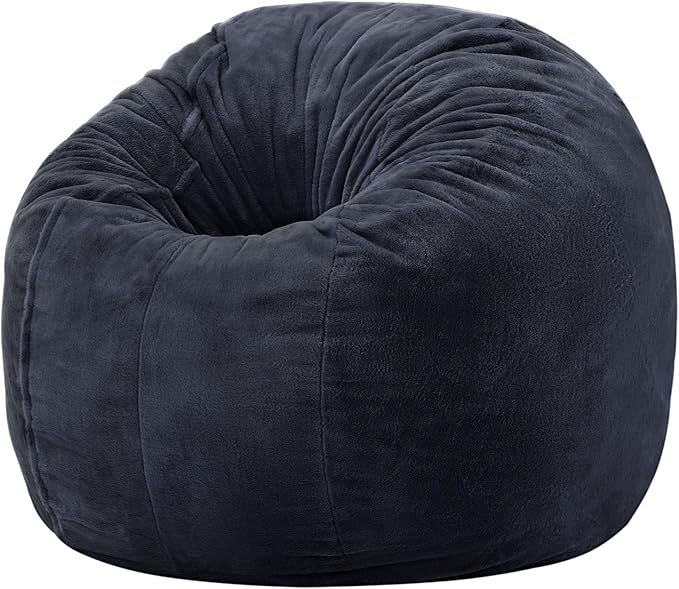 Hobestluk Bean Bag Chairs 2.5FT Beanbag Chair with Plush Faux Fur Cover Memory Foam Bean Bags, Small Bean Bag Chair for Living Room Bedroom, Playroom(Dark Grey)