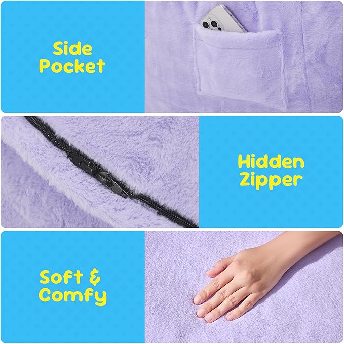 Hobestluk Bean Bag Chairs 2.5FT Bean Bag Chair with Memory Foam Filled & Plush Faux Fur Cover Small Bean Bag Chairs for Playroom, Living Room, Bedroom (Purple)