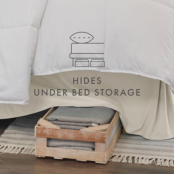Linen Market Bed Skirt - Ultra Soft Microfiber - Easy Fit with 14 Inch Tailored Drop - Hotel Quality, Shrinkage & Fade Resistant - Bed Cover - Cal King Bed Skirt - Bedroom Décor - (Cal King, Ivory)