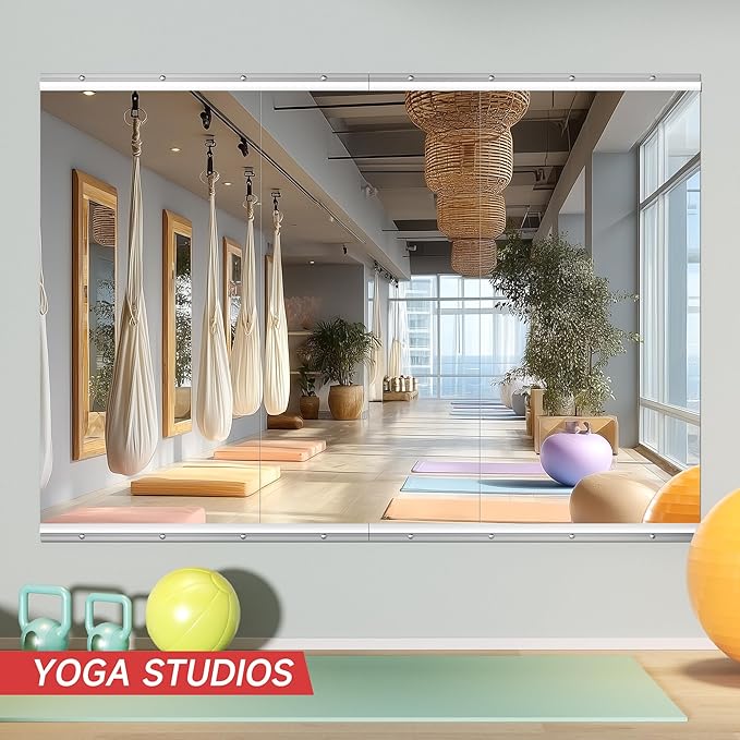 Home Gym Mirror, 48'' x 24'' x 3PCS, Large Full Body Mirror for Yoga, Frameless Tempered Glass, Wall Mounted for Home Gym, Garage, Bedroom, Bathroom