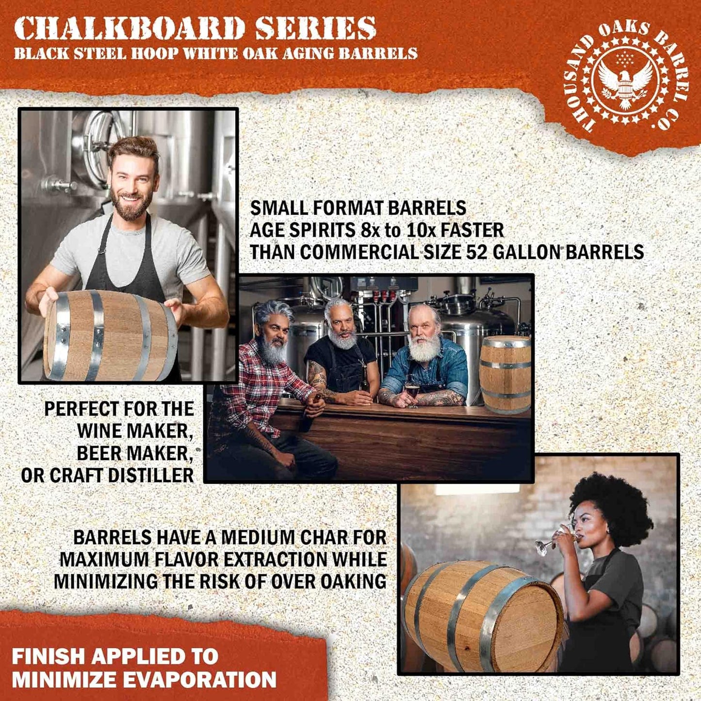 1 Gallon Oak Aging Barrel Dispenser (5 Liter) with Chalkboard Front, Wood Stand, Bung & Spigot - Charred Mini Bourbon Whiskey Barrels For The Home Brewer, Distiller, Wine Maker, Cocktail Aging