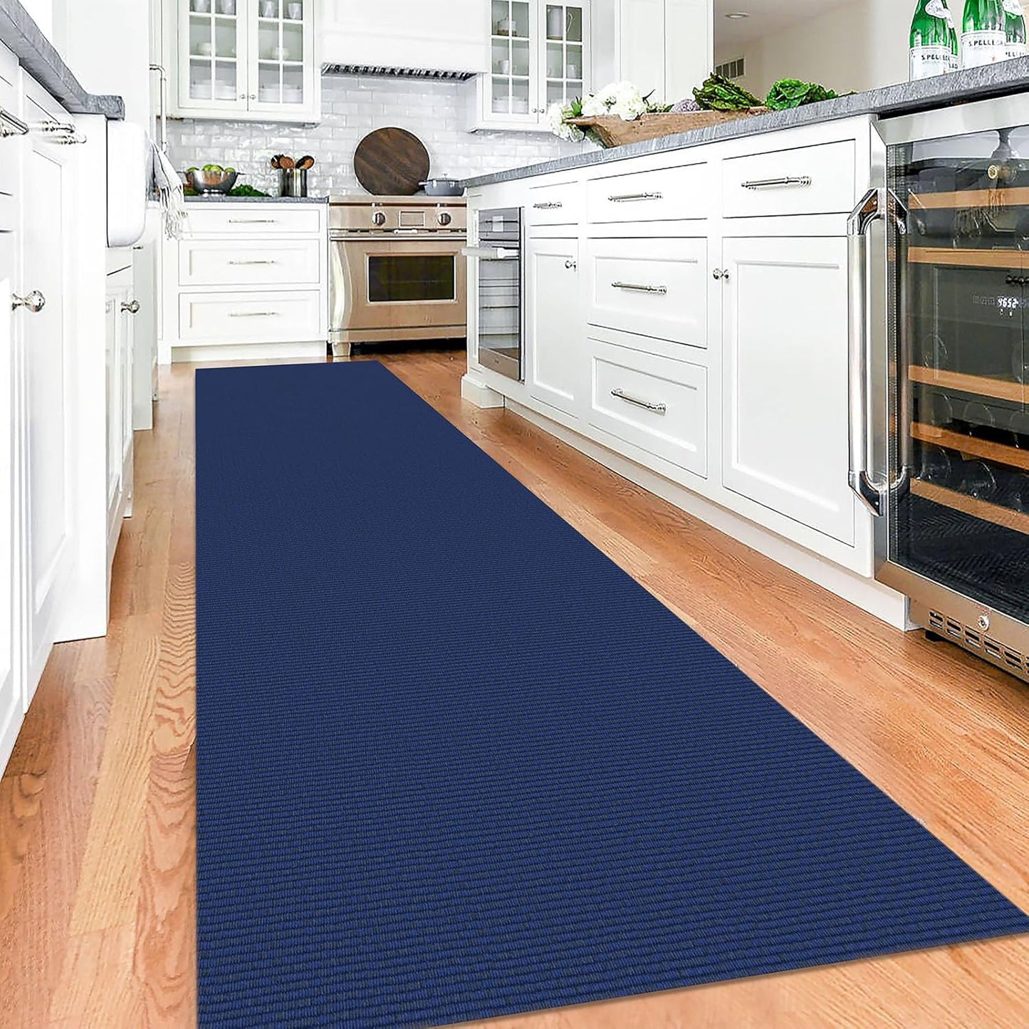KOZYFLY Washable Runner Rug 3x12 ft Hallway Kitchen Runner Rugs with Rubber Backing Bobo Non Slip Entryway Runner Indoor, Long Carpet Runners for Hall Kitchen Entryway, Royal Blue