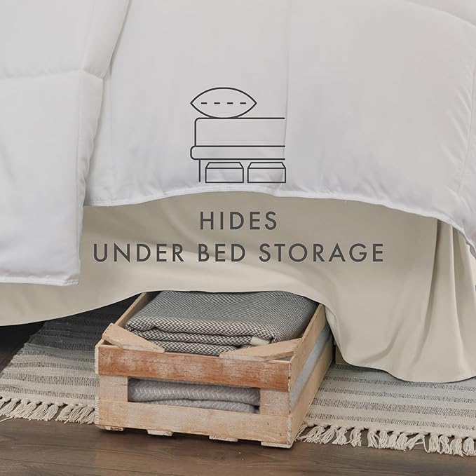 Linen Market Bed Skirt - Ultra Soft Microfiber - Easy Fit with 14 Inch Tailored Drop - Hotel Quality, Shrinkage & Fade Resistant - Bed Cover - King Bed Set - Bedroom Décor - (King, Ivory)