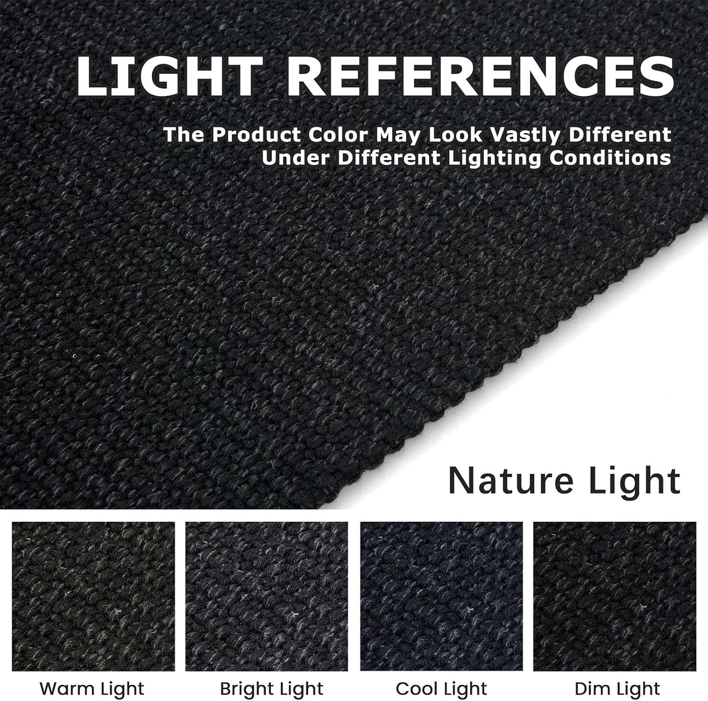 KOZYFLY Washable Area Rug for Living Room 5x7 Ft Non Slip Rubber Backed Bedroom Rug Braided Cotton Dining Room Rug, Floor Carpet for Living Room Dining Room Bedroom, Black