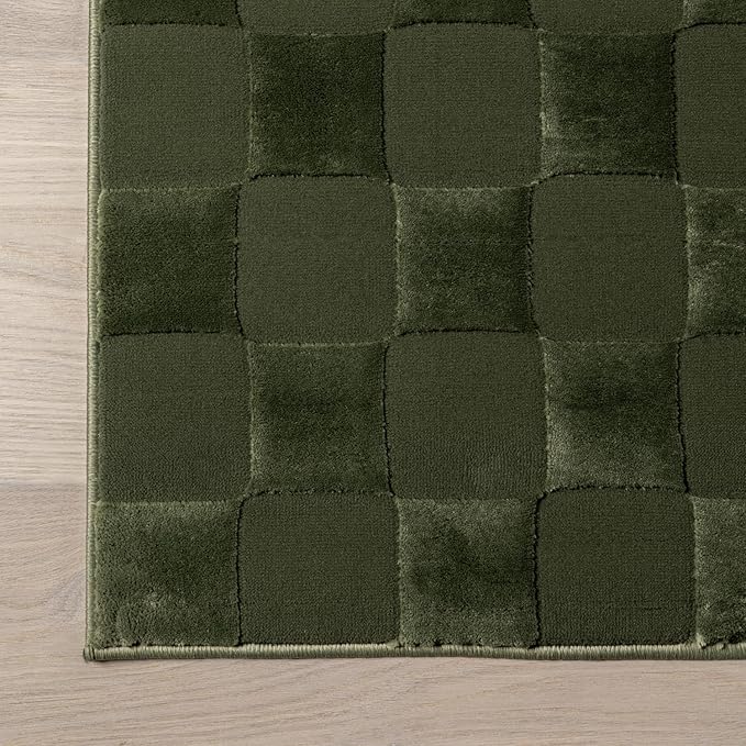 nuLOOM Alaiya Checkered 4x6 Machine Washable Area Rug for Living Room Bedroom Dining Room Kitchen, Green