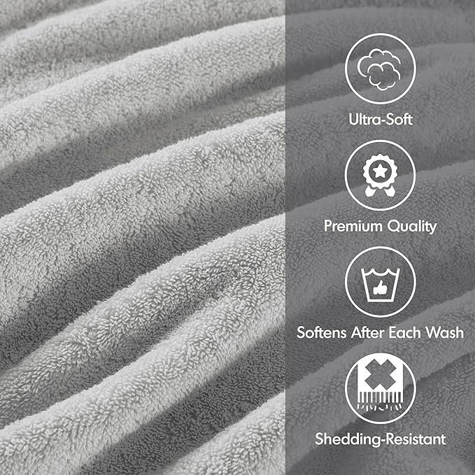 Madison Park 800GSM Bathroom Towel Set of 8 100% Cotton Bath Towel Set for Bathroom Luxurious Highly Absorbent 2 Bath Towels 2 Hand Towels 4 Washcloths Quick Dry Spa Quality Silver