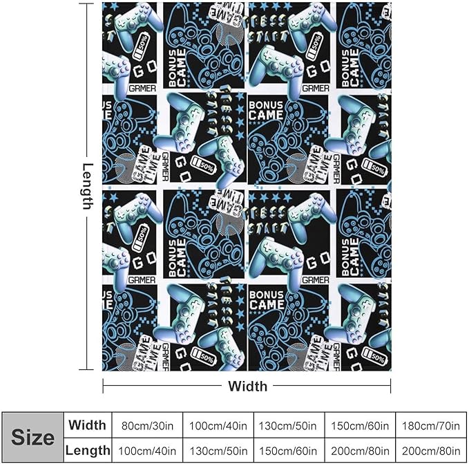 Throw Blanket for Teens Boys Girls and Adults Soft Warm Cozy Funny Midweight Food Flannel Blankets for Couch Sofa Bed Camping Travel Home Decor 50" X 60" (Games, Custom)