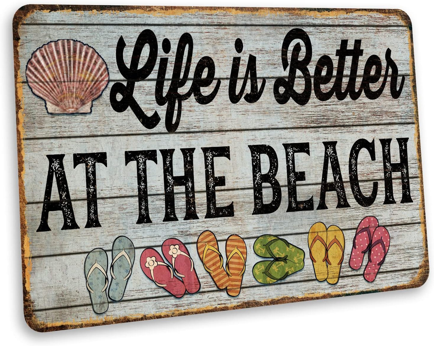 Life Is Better At The Beach Sign Beach Decor Ocean Decorations Nautical Signs Seashell Home Wall Gifts 8x12 108122001047