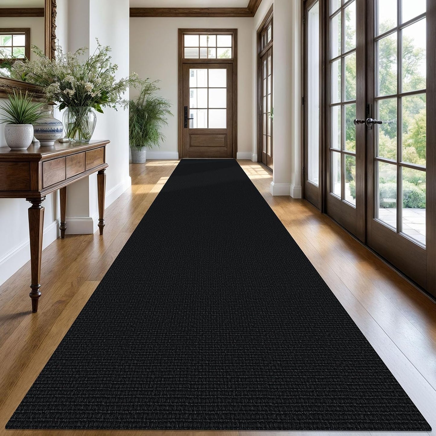 KOZYFLY Washable Runner Rug 3x20 ft Hallway Kitchen Runner Rugs with Rubber Backing Bobo Non Slip Entryway Runner Indoor, Long Carpet Runners for Hall Kitchen Entryway, Black