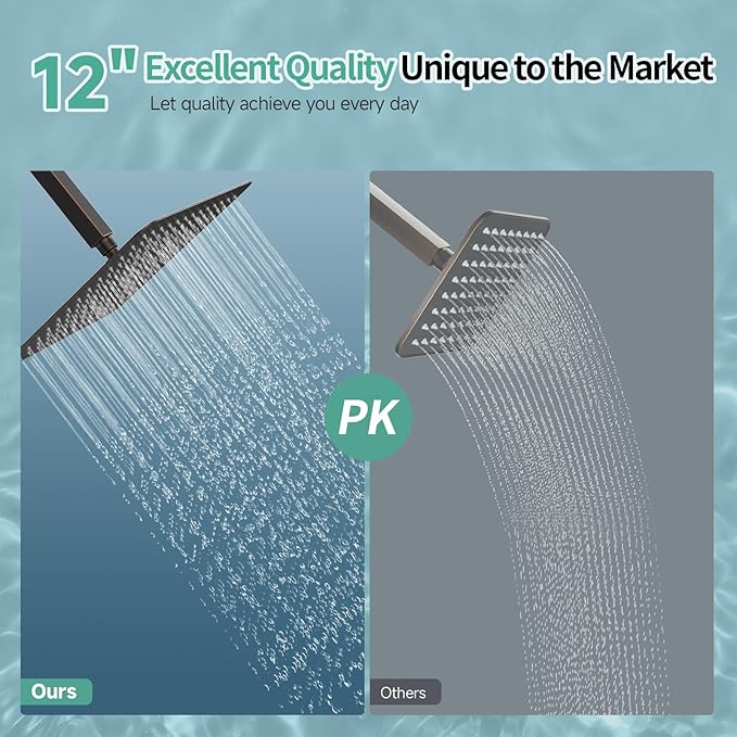 SR SUN RISE 12 Inch Brass Rain Shower Head Oil Rubbed Bronze High Pressure Rainfall Showerhead Water Saving