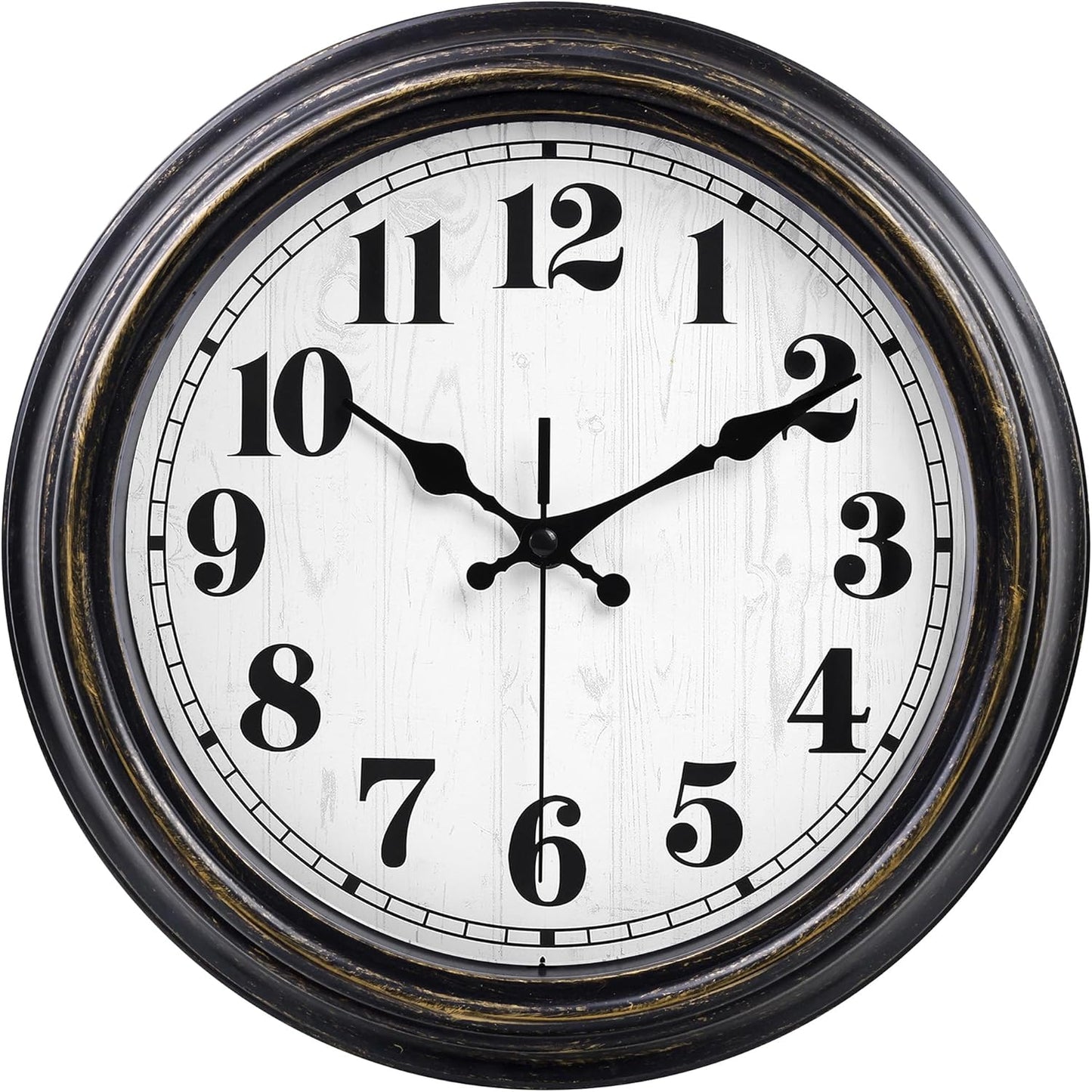 45MinST 12 Inches Retro Wall Clock, Silent Non Ticking Battery Operated Movement, Decor for Home/Wall Decor, Easy to Read, Decorate for Bedroom Living Room Office(Balck Gold)