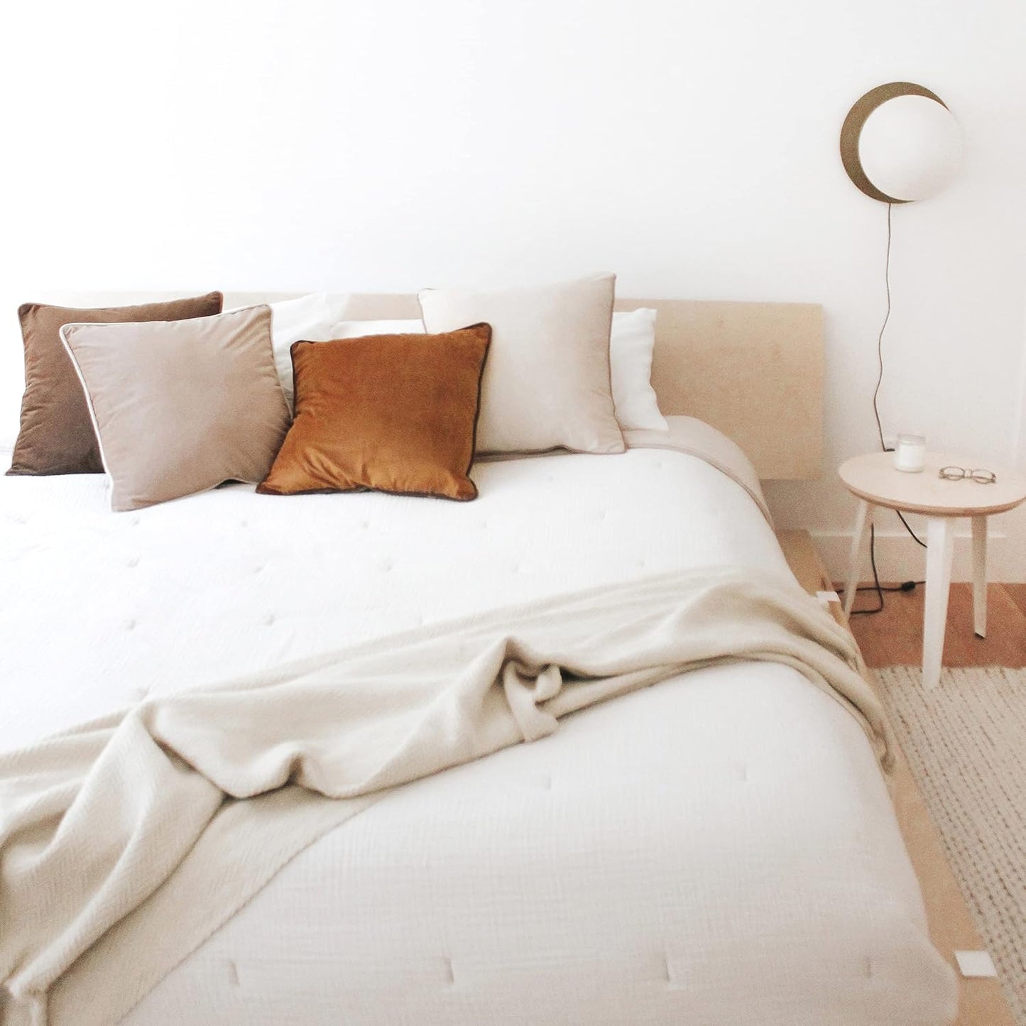 MONDAY MOOSE Decorative Throw Pillow Covers Cushion Cases, Set of 4 Soft Velvet Modern Double-Sided Designs, Mix and Match for Home Decor, Pillow Inserts Not Included (16x16 inch, Brown/Beige)