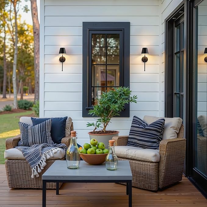 KDG Wireless Wall Sconces Set of 2, Small Cordless 5200mAh Rechargeable Battery LED Wall Lamps, Stepless Dimming Lightings for Wall Painting, Living Room, Bedroom, Hallway, Gifts, Night Light (Black)