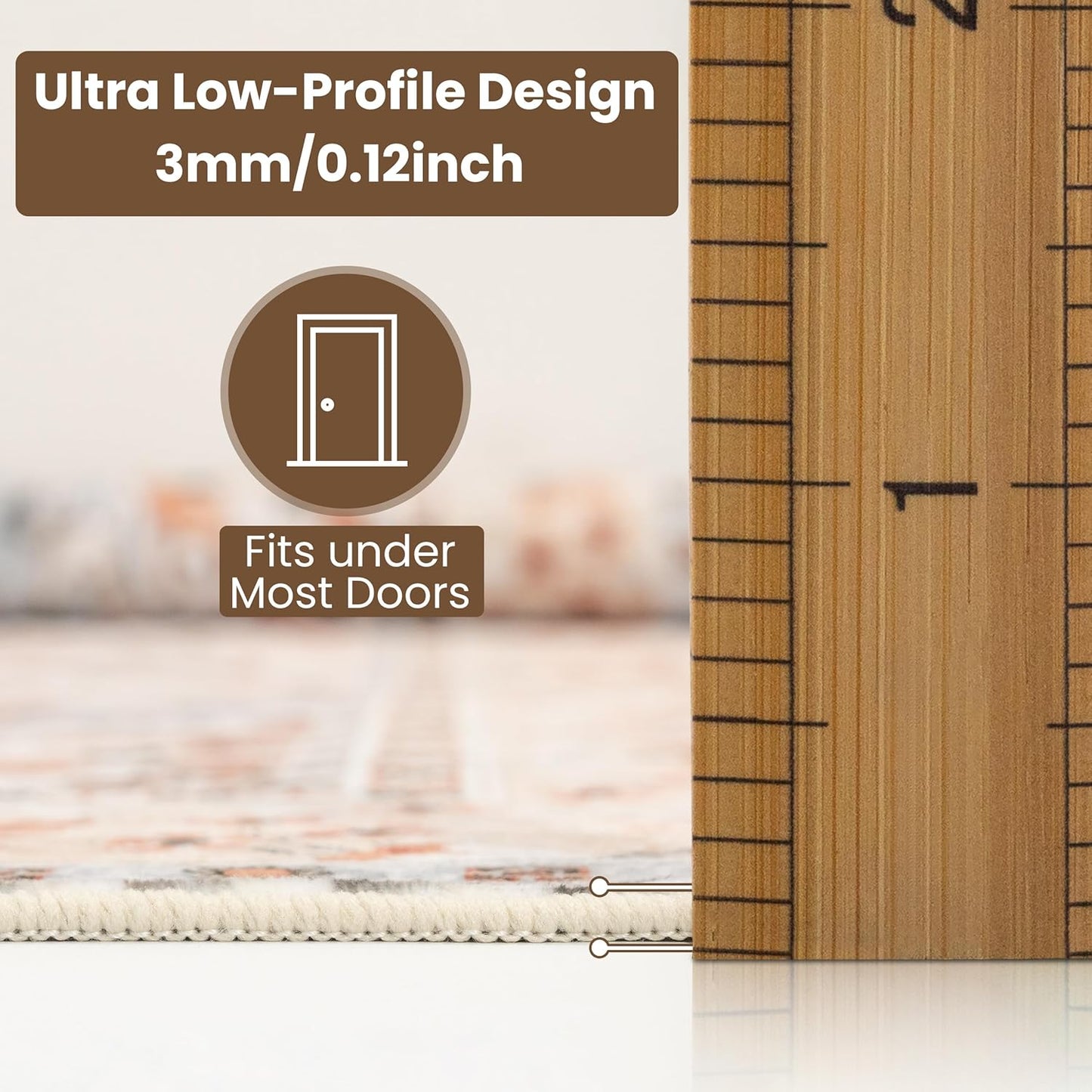 Washable Area Rug 5x8 | Non Slip Area Rug for Living Room, Bedrooms, Dining Room | Ultra-Soft Flannel Carpet Area with Rubber Backing (Rust Blue, 5x8)