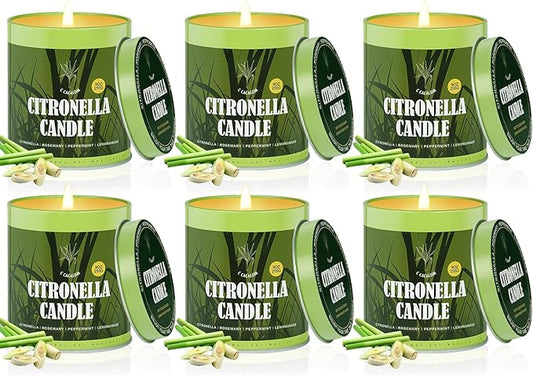 Scented Candles Set, Jar Candle Sets for Home Scented Natural Soy Wax Candle, Holiday Birthday Gifts Set for Women Men (6 Count, Citronella & Lemon & Peppermint Blend)