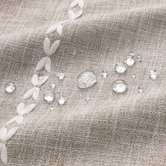 MitoVilla Boho Long Shower Curtain 72 x 78, Farmhouse 78 inch Long Polyester Linen Fabric Shower Curtains with Tassel for Chic Cottagecore French Rustic Bathroom Decor, Tan Brown