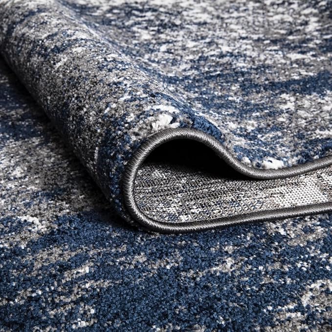 Keen Home Design Area Runner Rugs - 2x12 Non-Shedding, Abstract Runner for Kitchen, Living Room, Bedroom, Dining Room, Entryway - Size: 2'8" x 11'11", Navy/Grey/White