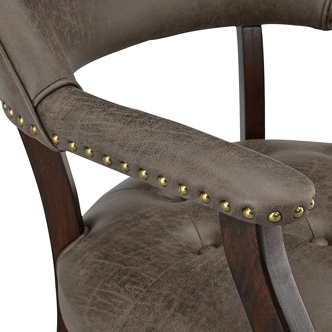 MODERION Solid Wood Boss Caption's Chairs,Dinning Chairs with Wheels and Arms,Office Desk Chairs, Classic Swivel Accent Chairs with Upholstered,Dinner Chairs, 31.5¡±H for Living Room Retro SY318DK