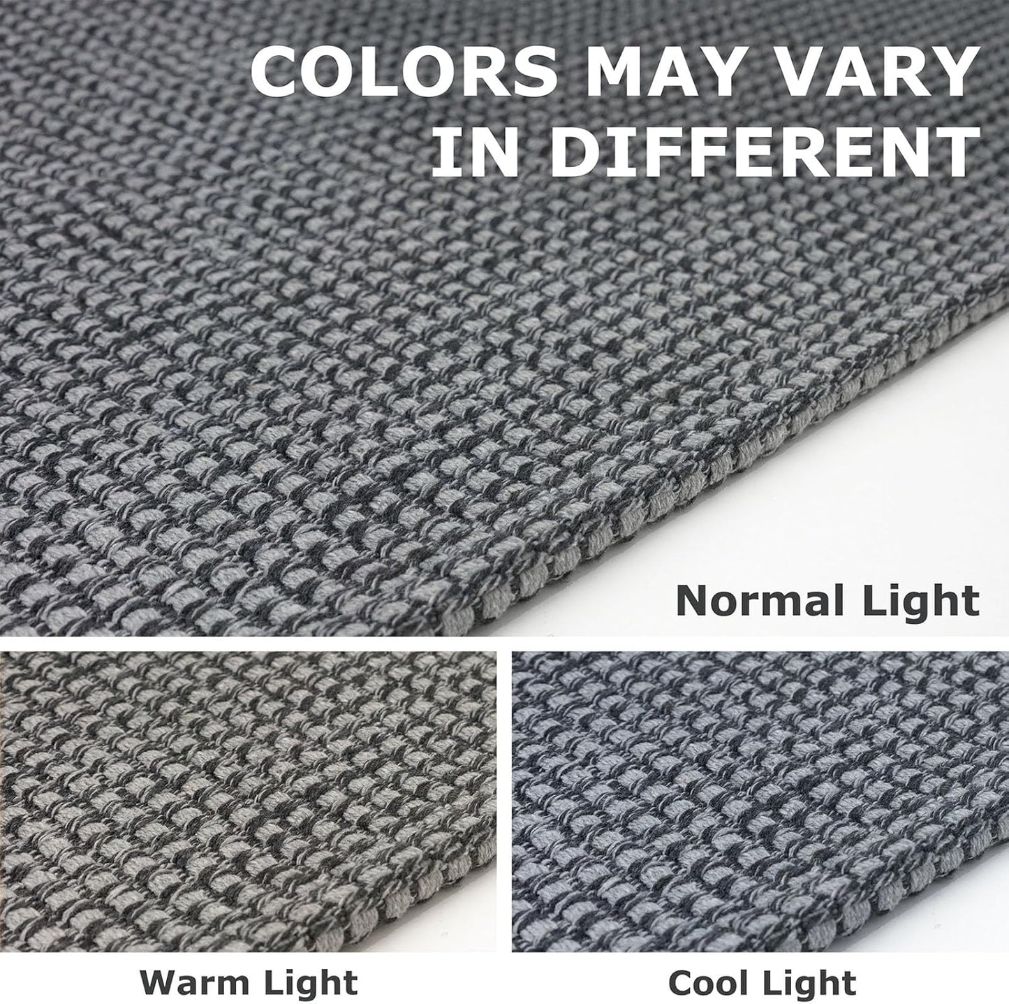 IOHOUZE Washable Runner Rug 2x8 Non Slip Rubber Backed Hallway Runner Entryway Runner Indoor, Kitchen Rugs Woven Cotton Floor Carpet for Kitchen Hall Entrance Bedroom, Dark Grey