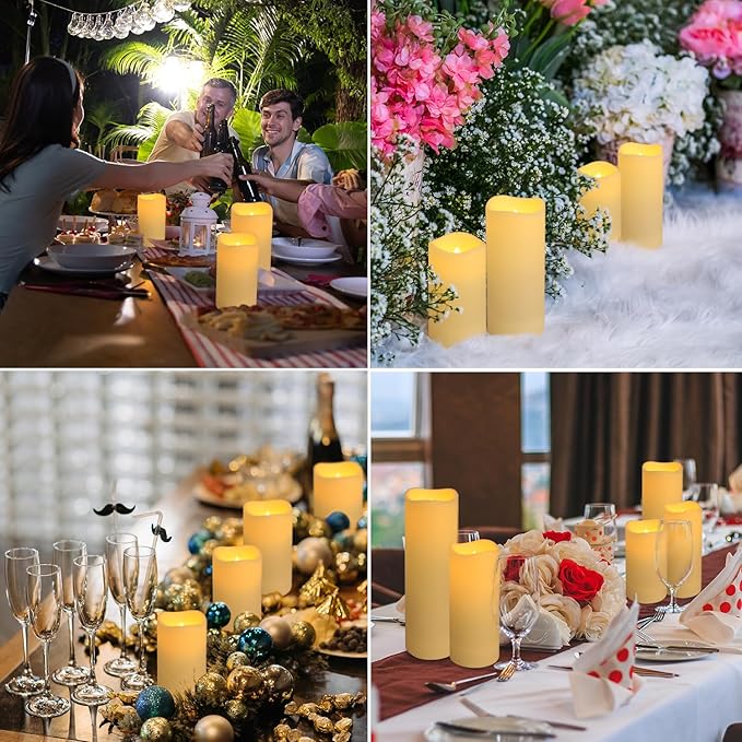36 Pack Waterproof Flameless LED Candles - Outdoor Battery Operated Candles with Remote & Timer, Realistic Flickering Flame, Safe for Porch, Patio, Weddings, Parties & Home Decor